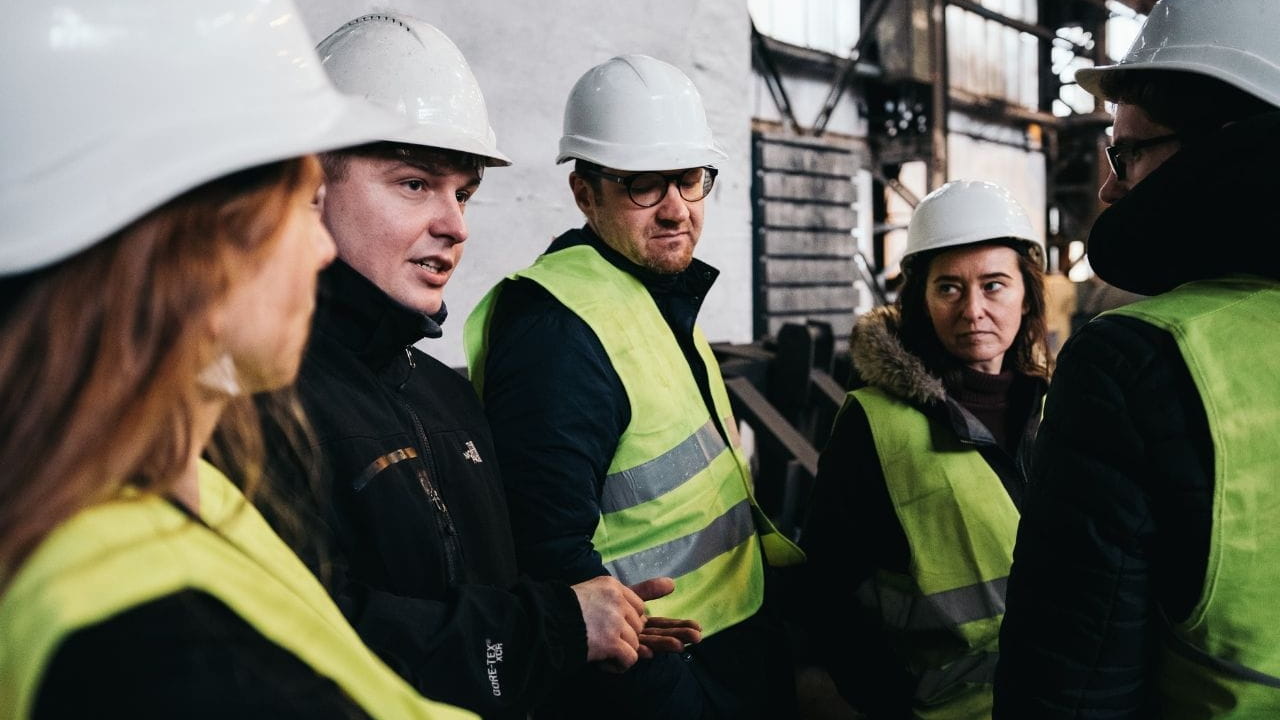 The EduVRLab team in a metallurgical hall